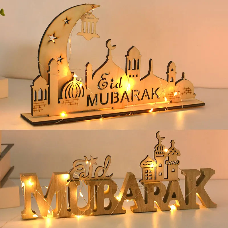 Eid and Ramadan Wooden Moon Star Ornament