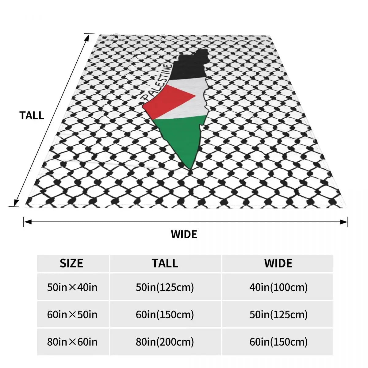 Palestine Map over keffiyeh print Blankets Coral Fleece Plush