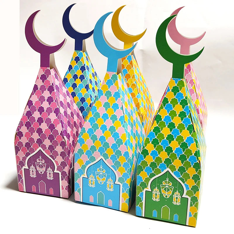 Eid Mubarak Crescent Moon Mosque Ramadan Kareem Candy Box Gift Box 5pcs