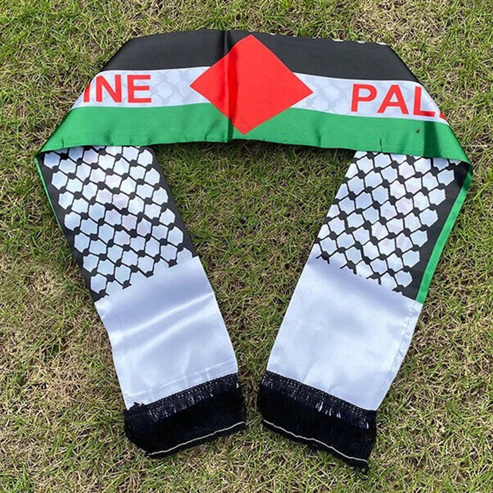 Double-Sided Palestine Shawl Lepel with Keffiyeh Print and Tassels