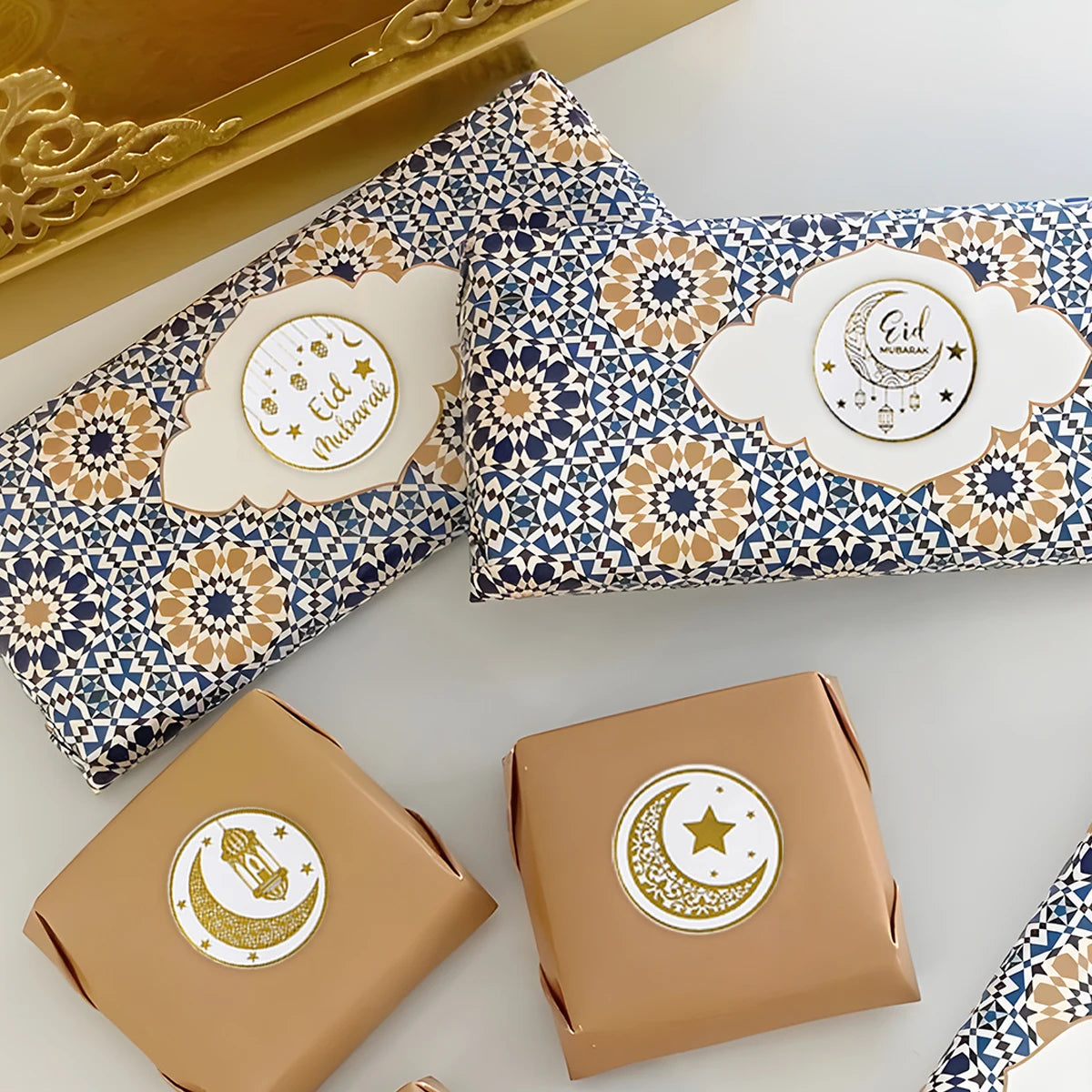 Round Eid Mubarak Stickers EID Gift Labels