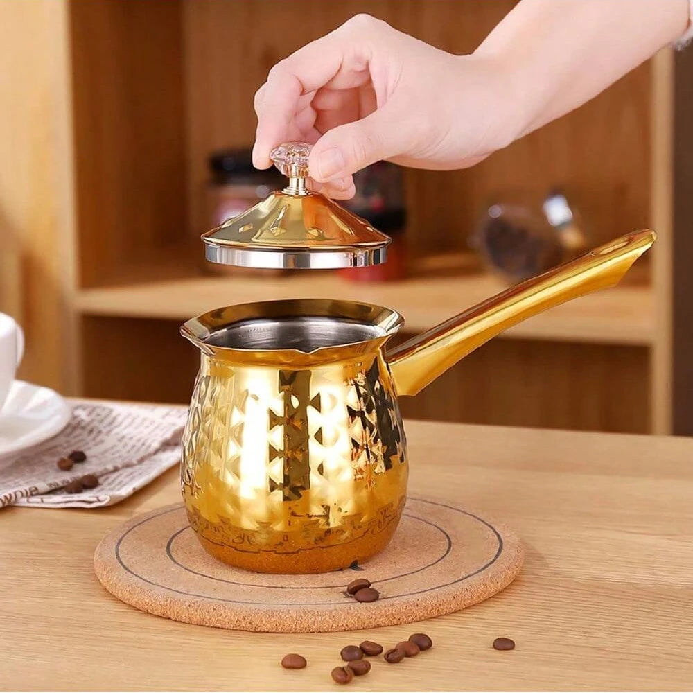 Hammered Ramadan Arabic Coffee Pot Stainless Steel Stovetop Coffee Maker