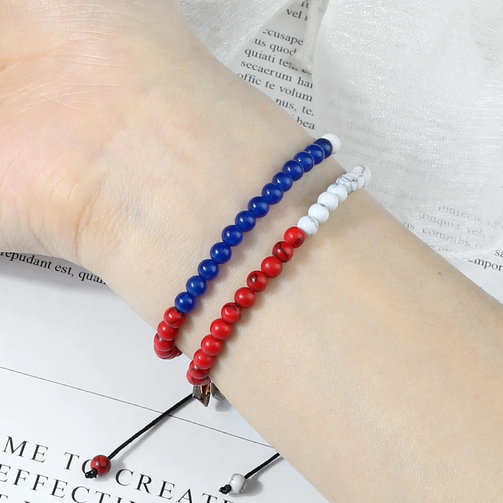 Stone Beads Bracelet red black whilte green