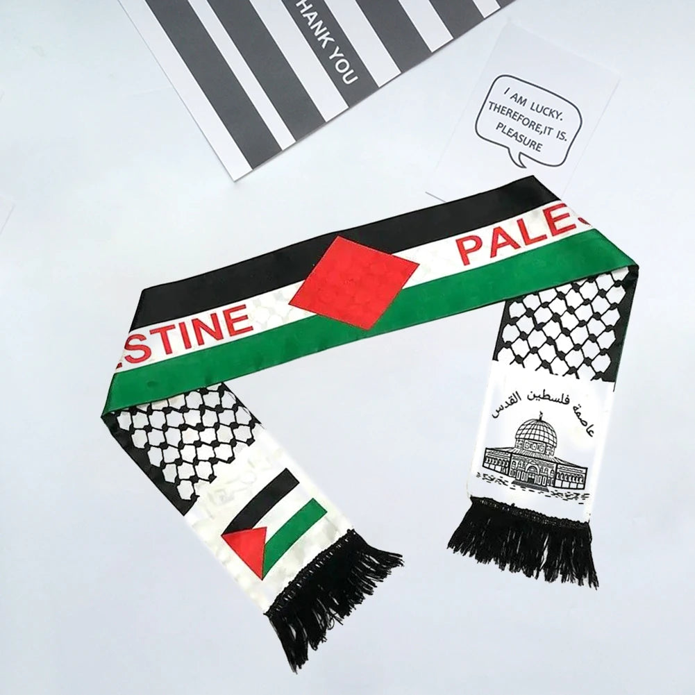 Double-Sided Palestine Shawl Lepel with Keffiyeh Print and Tassels