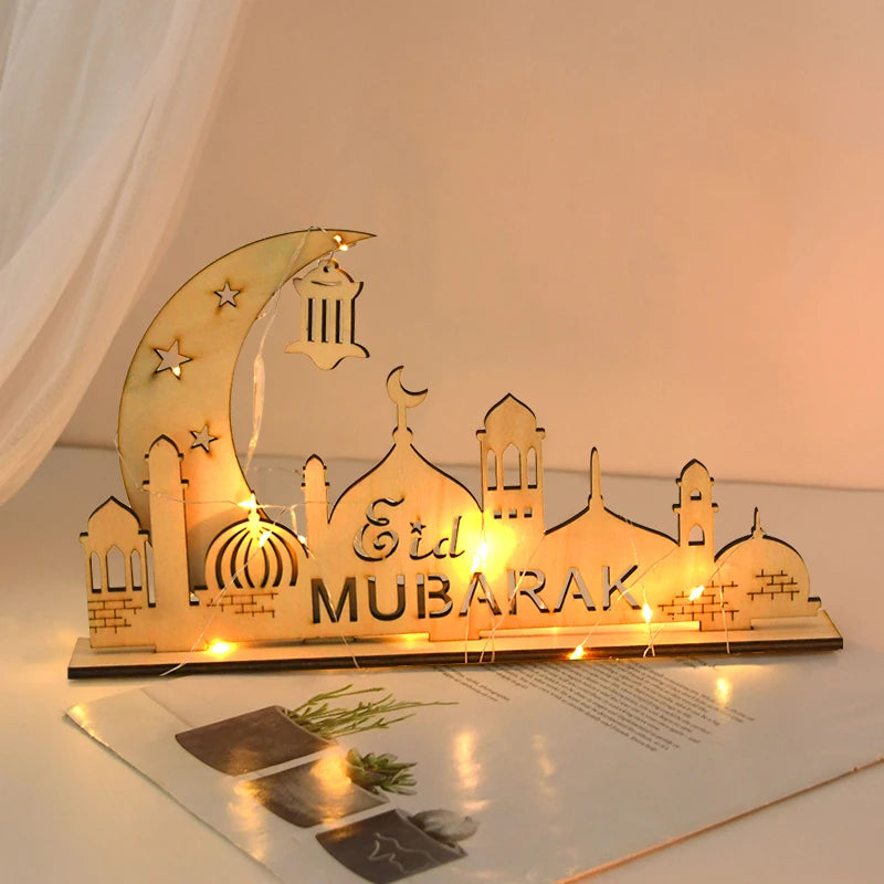 Eid and Ramadan Wooden Moon Star Ornament