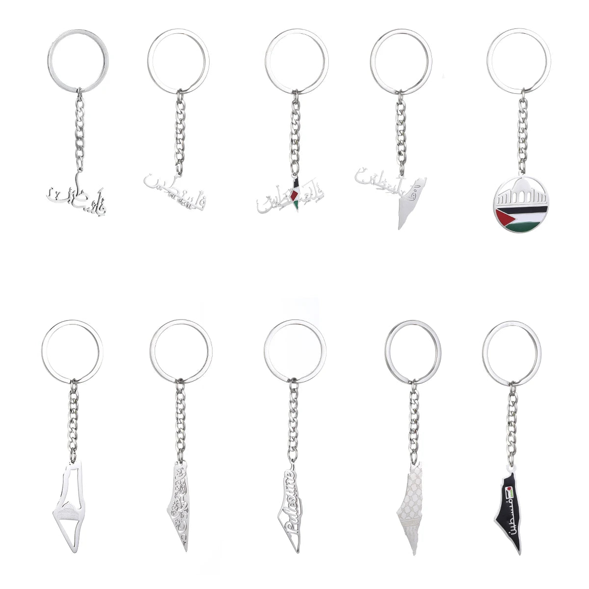 Stainless Steel Palestine Map Pendant keychain
