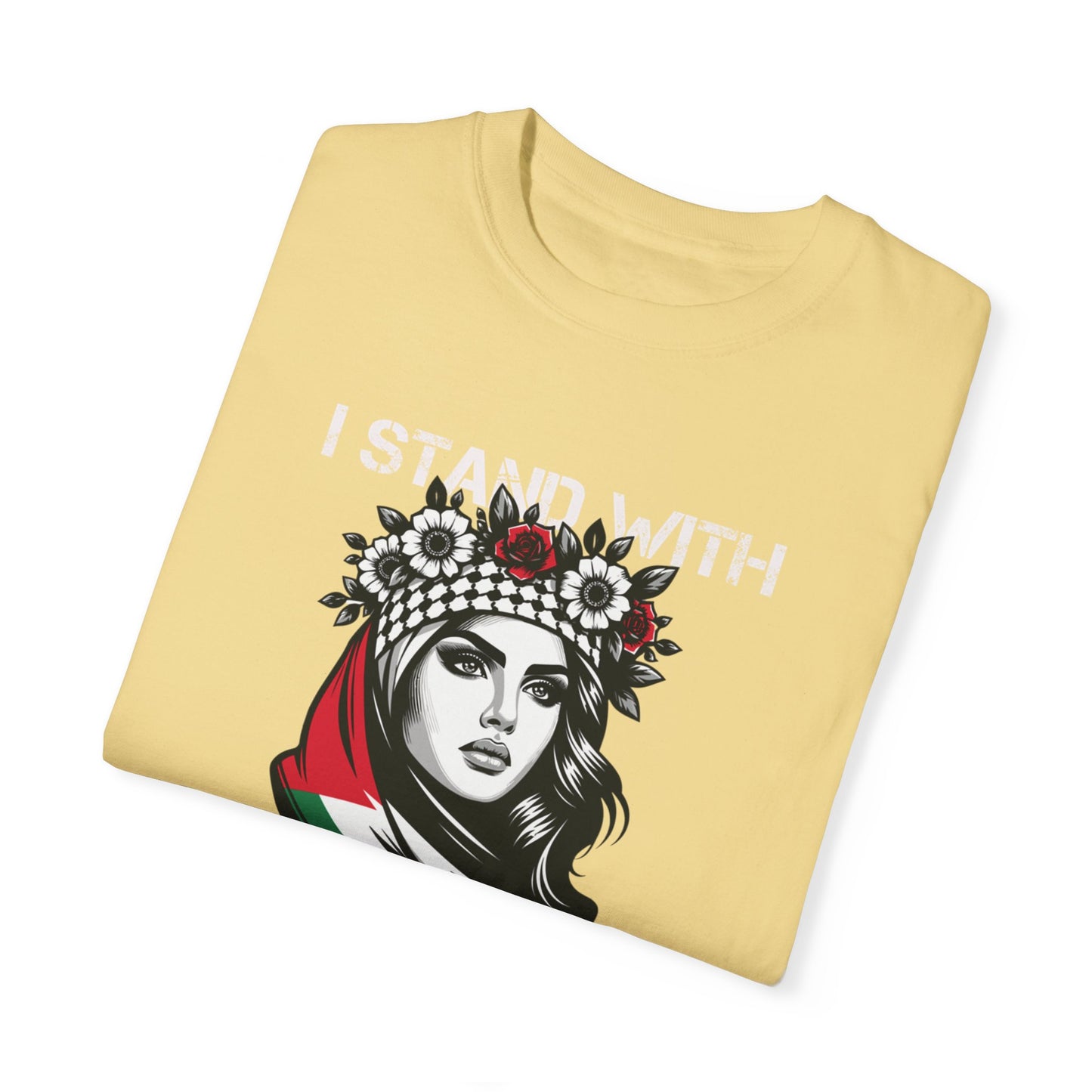 Unisex Garment-Dyed T-shirt, Palestine Flag, Resist, Arabic, Support the Cause in Style, Kuffiyeh, Keffiyeh, Resistance, Free Palestine