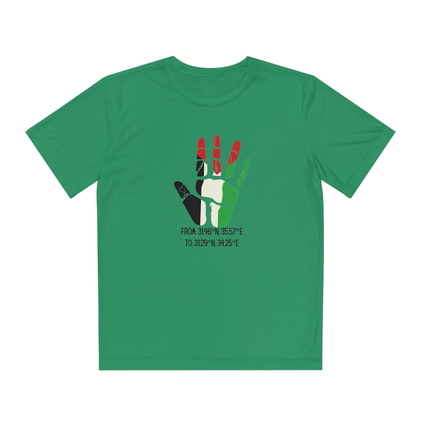 Youth from the Jordan to the Mediterranean coordinates Competitor Tee. Palestine will be Free!