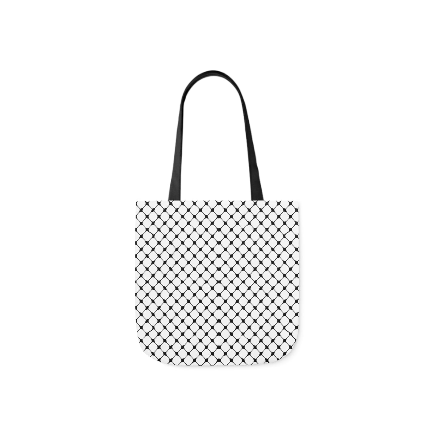 Black and white Kufiyah keffiyeh print Canvas Tote Bag, 5-Color Straps