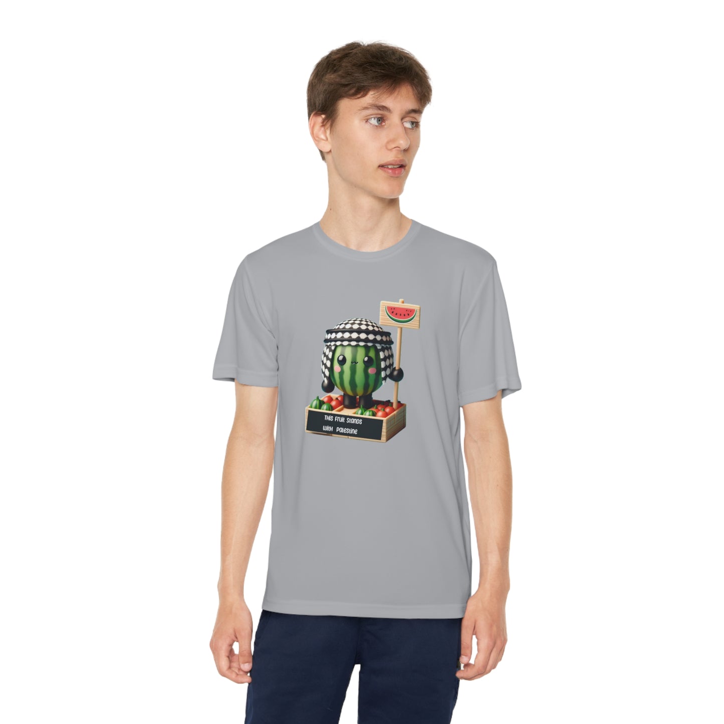 Youth "this fruit stand with Palestine" watermelon Competitor Tee