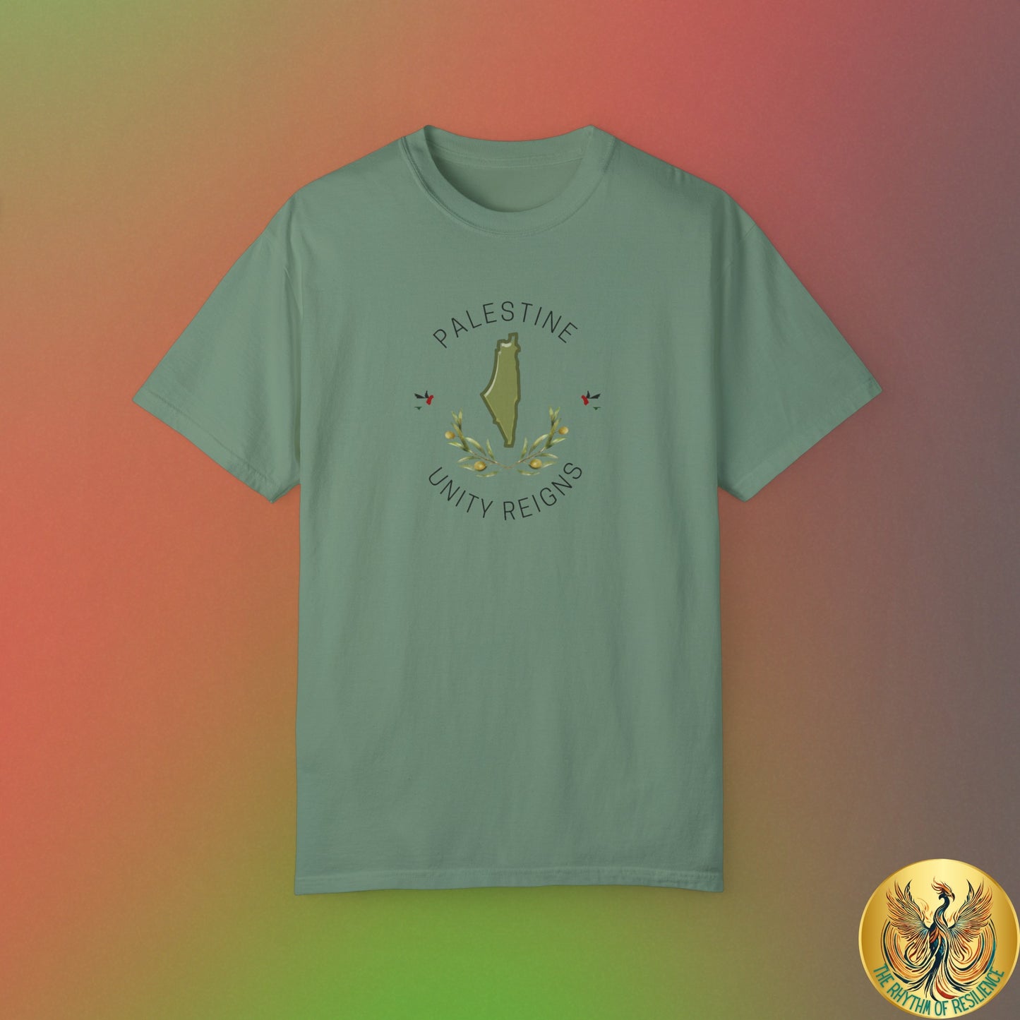 Palestine spring olive branch unity Unisex heart flag solidarity Garment-Dyed T-shirt