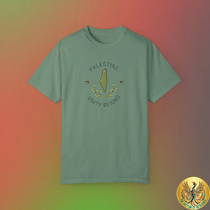 Palestine spring olive branch unity Unisex heart flag solidarity Garment-Dyed T-shirt