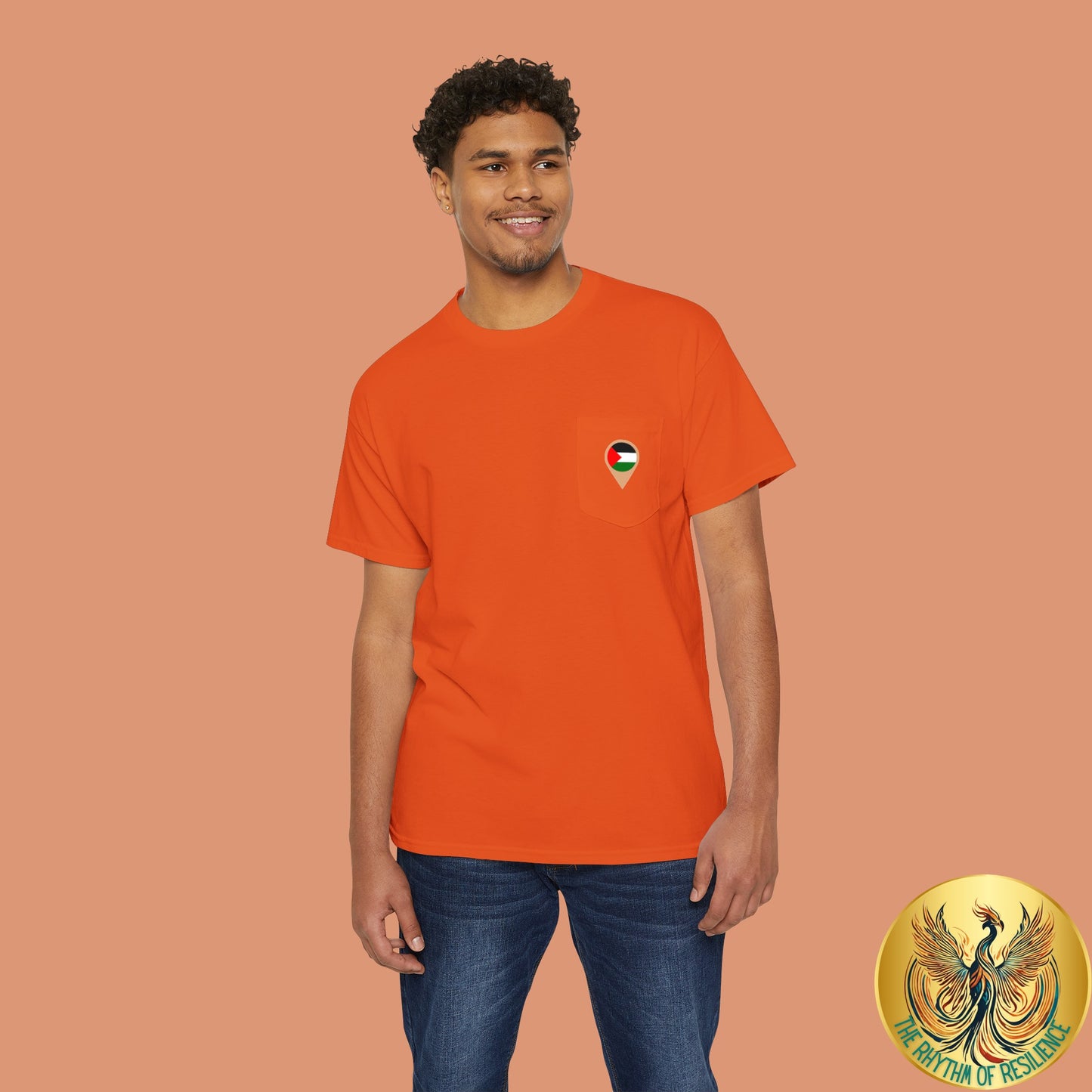 Palestine Location Pin Icon Unisex Heavy Cotton Pocket Tee