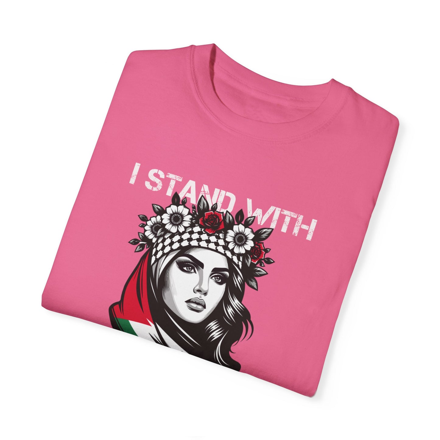 Unisex Garment-Dyed T-shirt, Palestine Flag, Resist, Arabic, Support the Cause in Style, Kuffiyeh, Keffiyeh, Resistance, Free Palestine