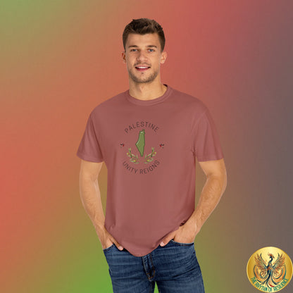 Palestine spring olive branch unity Unisex heart flag solidarity Garment-Dyed T-shirt