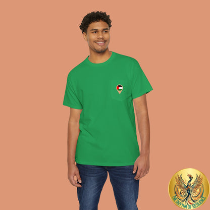 Palestine Location Pin Icon Unisex Heavy Cotton Pocket Tee