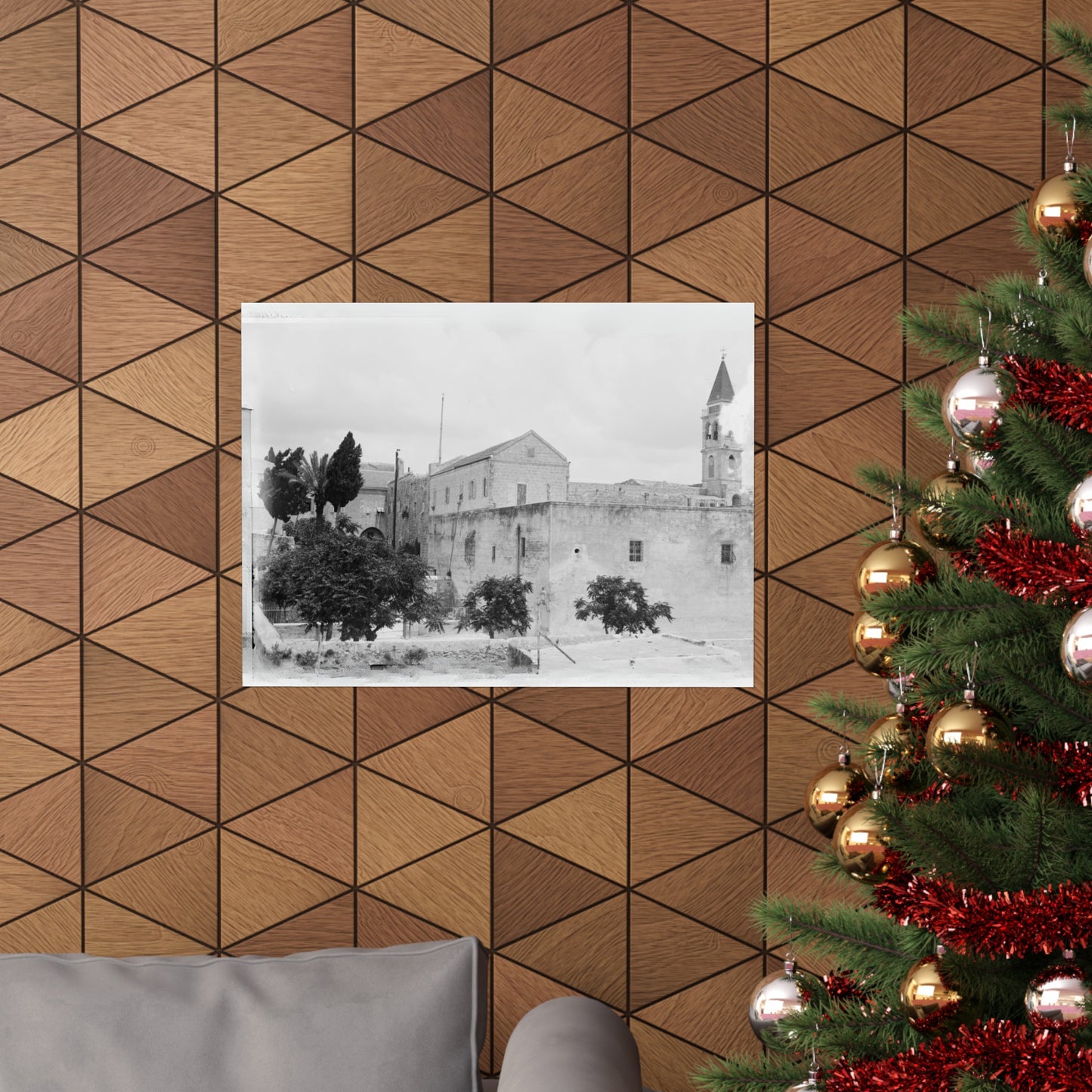 The Church of the Annunciation (AL-BUSHARAH) in Nazareth Palestine 1898 Matte Horizontal Posters. vintage Palestine
