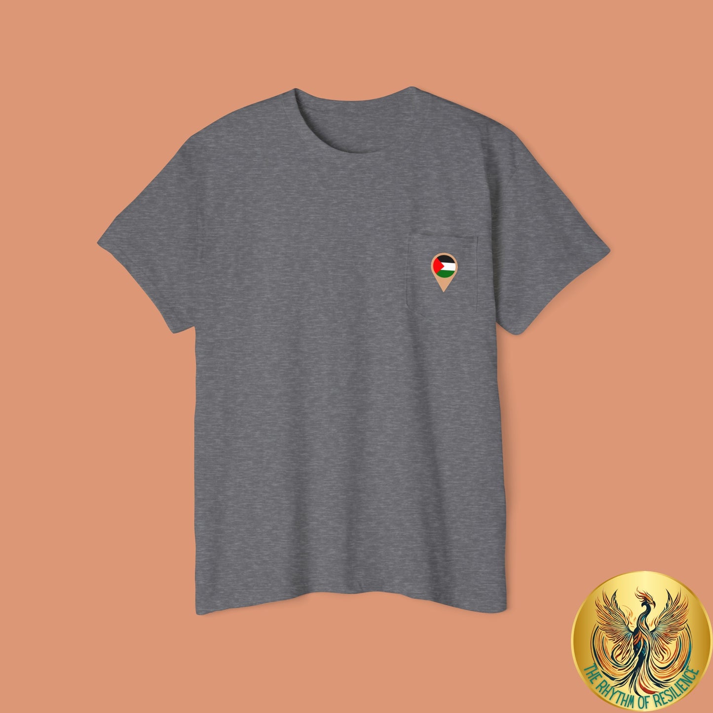Palestine Location Pin Icon Unisex Heavy Cotton Pocket Tee