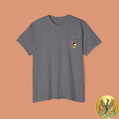 Palestine Location Pin Icon Unisex Heavy Cotton Pocket Tee