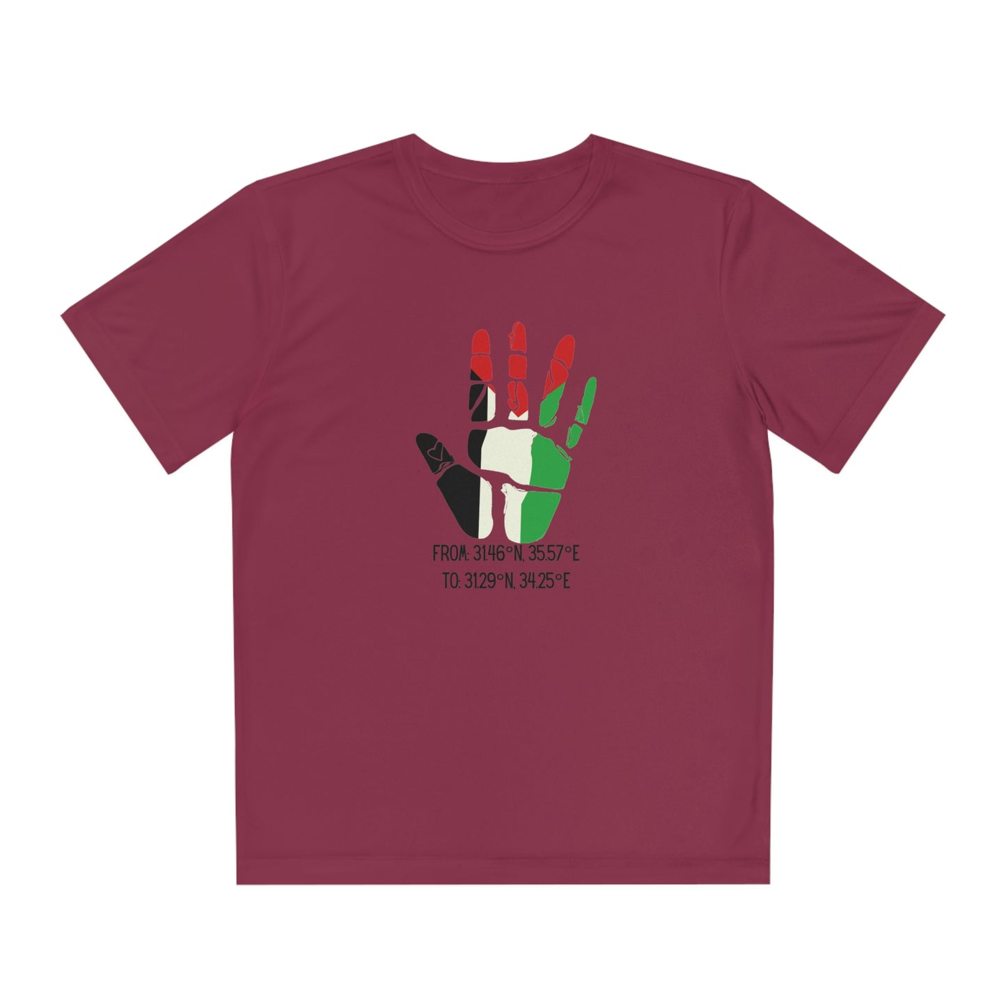 Youth from the Jordan to the Mediterranean coordinates Competitor Tee. Palestine will be Free!