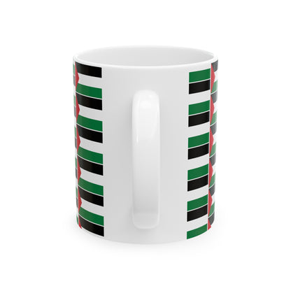 Palestine Flag pattern  Ceramic Mug, 11oz red whit black green