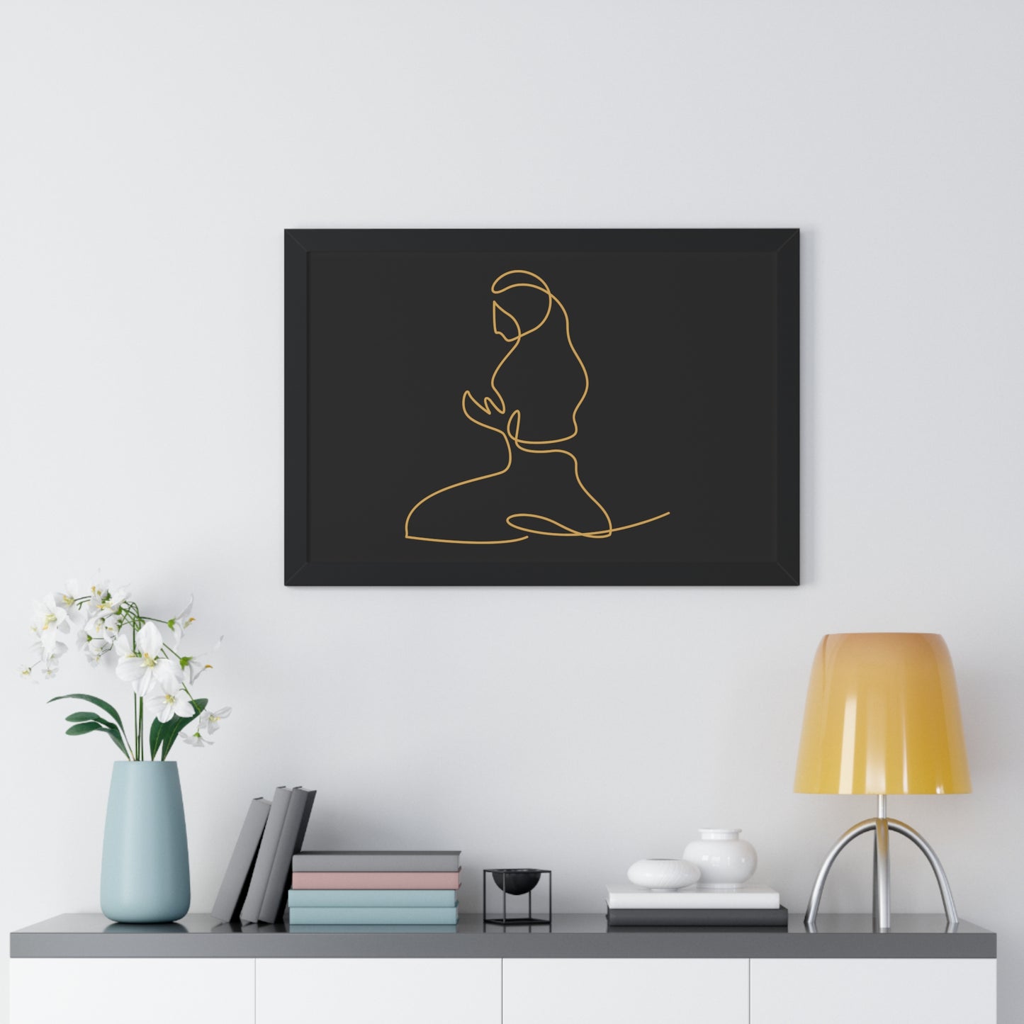 Framed Poster praying, Islam, Islam praying, women praying, Muslim woman, gift, Eid, Ramadan, decor, wall art, minimal art, Islam art