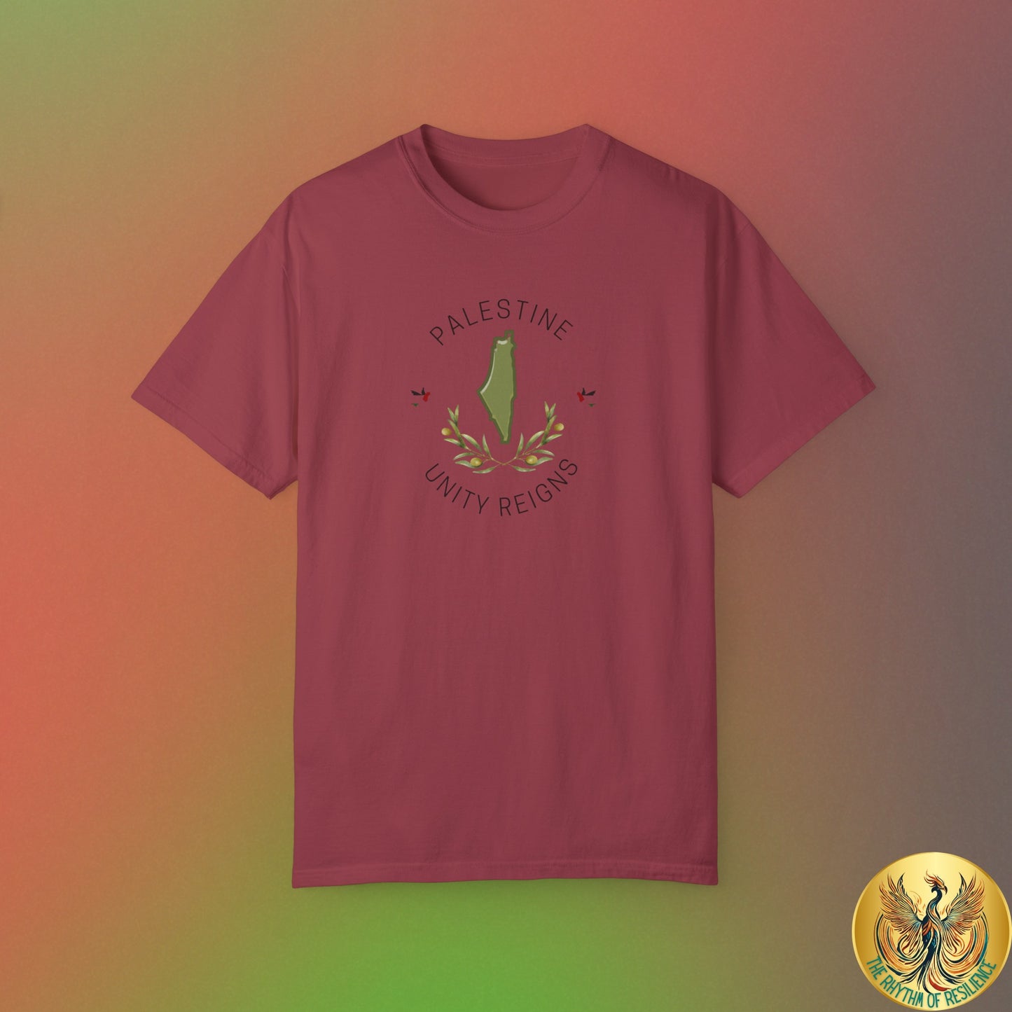 Palestine spring olive branch unity Unisex heart flag solidarity Garment-Dyed T-shirt