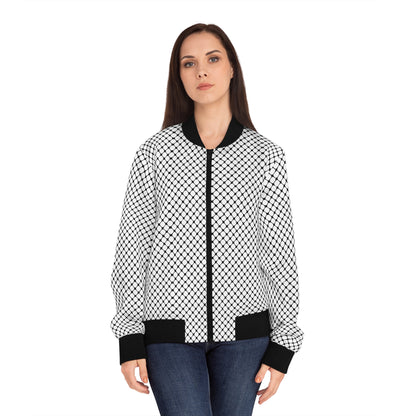 Black and White Kufiyah keffiyeh print  Women's Bomber Jacket (AOP)