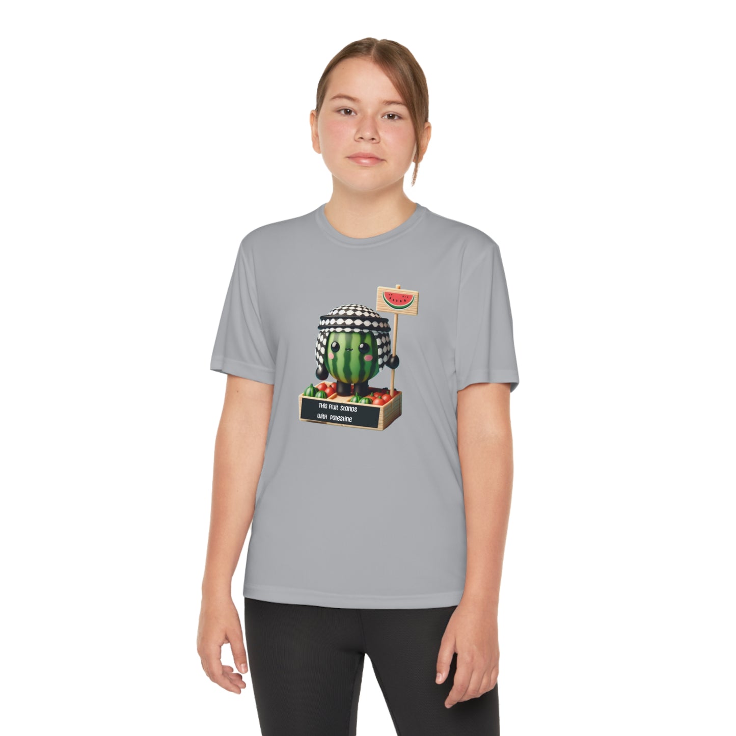 Youth "this fruit stand with Palestine" watermelon Competitor Tee