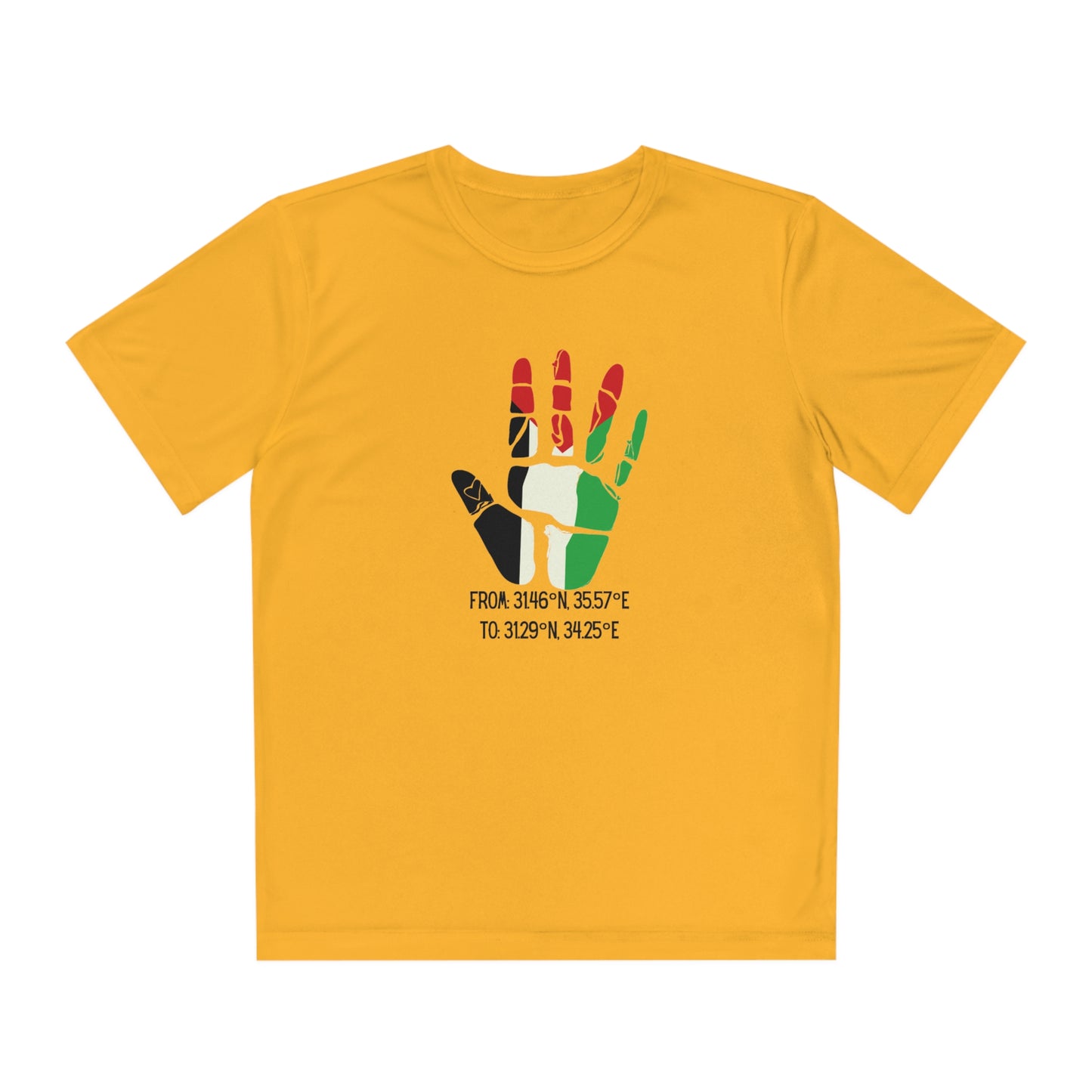 Youth from the Jordan to the Mediterranean coordinates Competitor Tee. Palestine will be Free!