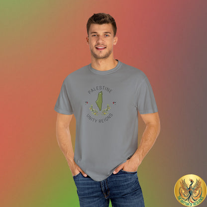 Palestine spring olive branch unity Unisex heart flag solidarity Garment-Dyed T-shirt