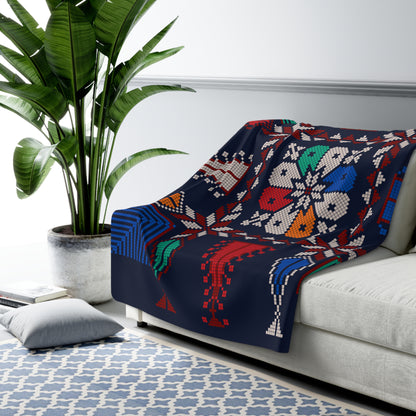Sherpa Fleece Blanket, Tatreez design