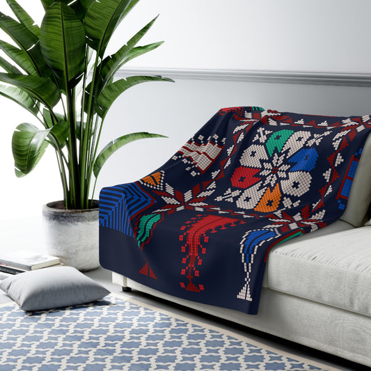 Sherpa Fleece Blanket, Tatreez design