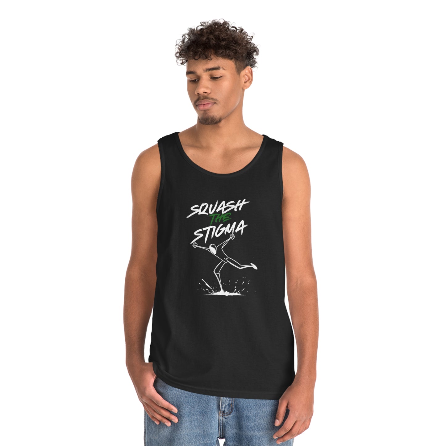 Squash The Stigma. Mental Health Awareness Unisex Heavy Cotton Tank Top