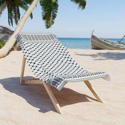 Black and White Kufiyah keffiyeh print Beach Towel