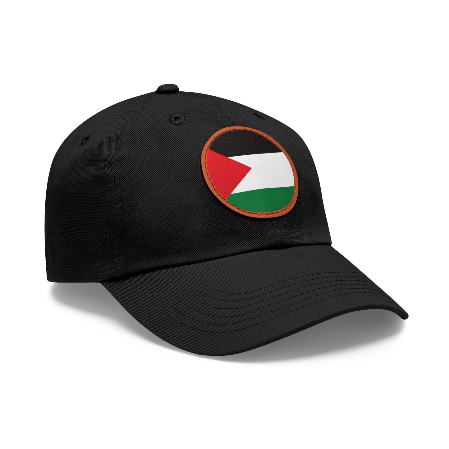 Palestine flag Dad Hat with Leather Patch (Round)