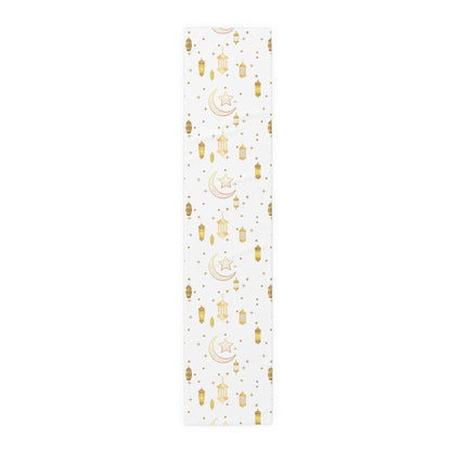 Table Runner (Cotton, Poly) star and moon, Islam, Ramadan, Eid, gold
