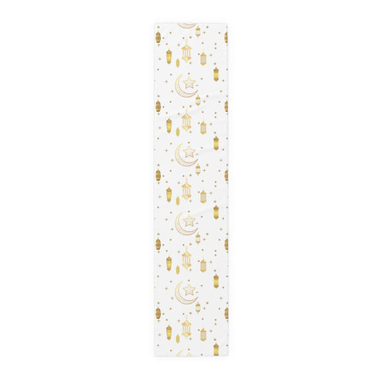 Table Runner (Cotton, Poly) star and moon, Islam, Ramadan, Eid, gold