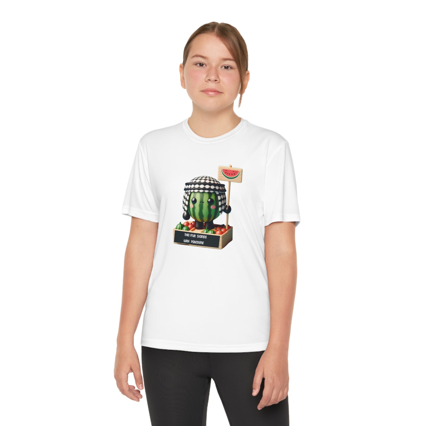 Youth "this fruit stand with Palestine" watermelon Competitor Tee