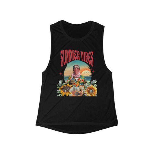 Palestine resistance Summer Vibes Flowy Scoop Tank