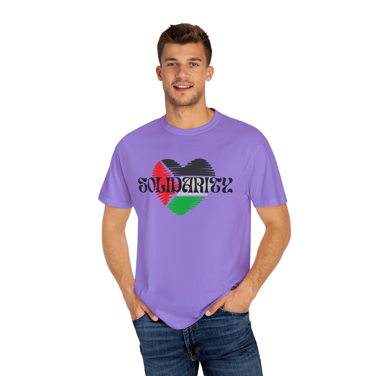 Palestine Spring Unisex heart flag solidarity Garment-Dyed solidarity T-shirt
