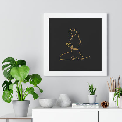 Framed Poster praying, Islam, Islam praying, women praying, Muslim woman, gift, Eid, Ramadan, decor, wall art, minimal art, Islam art