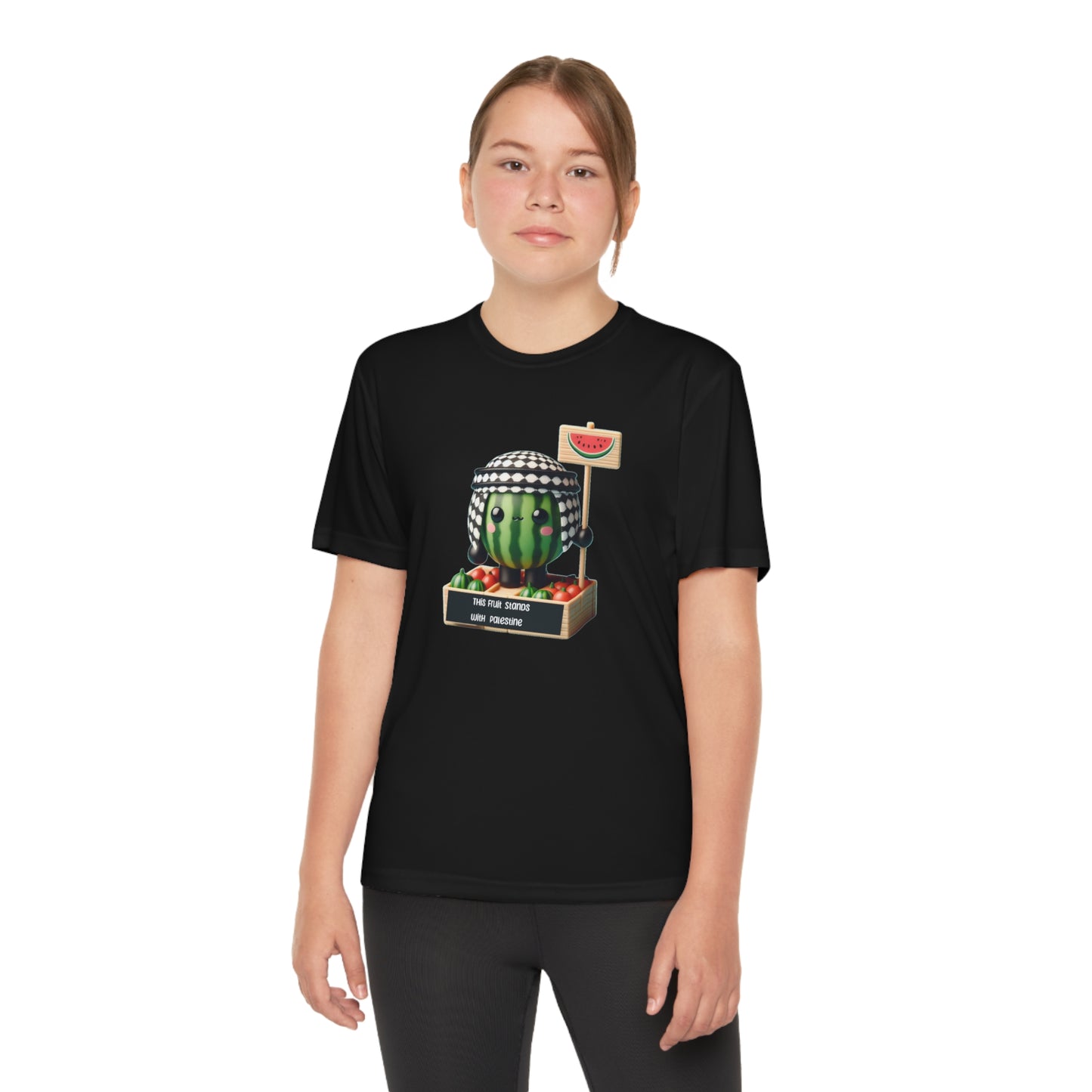 Youth "this fruit stand with Palestine" watermelon Competitor Tee