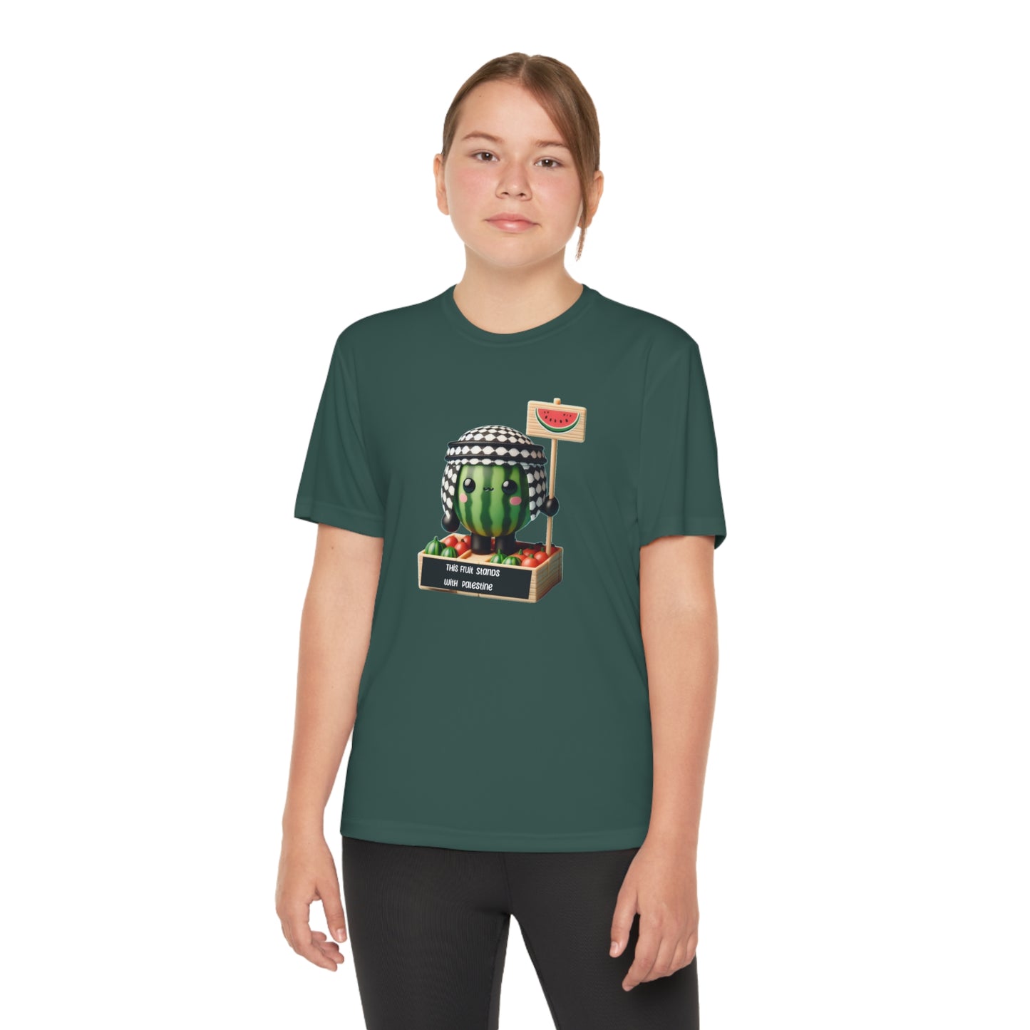 Youth "this fruit stand with Palestine" watermelon Competitor Tee