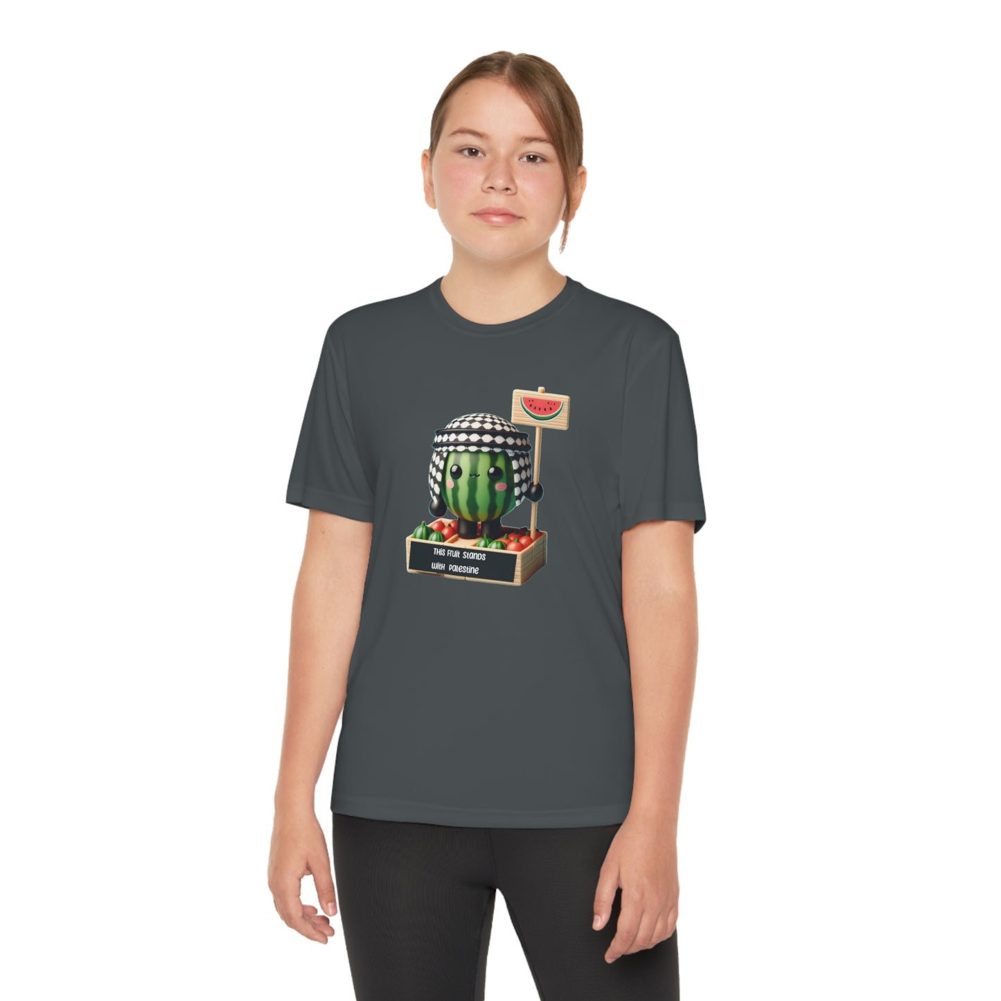 Youth "this fruit stand with Palestine" watermelon Competitor Tee