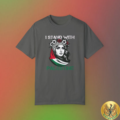 Unisex Garment-Dyed T-shirt, Palestine Flag, Resist, Arabic, Support the Cause in Style, Kuffiyeh, Keffiyeh, Resistance, Free Palestine