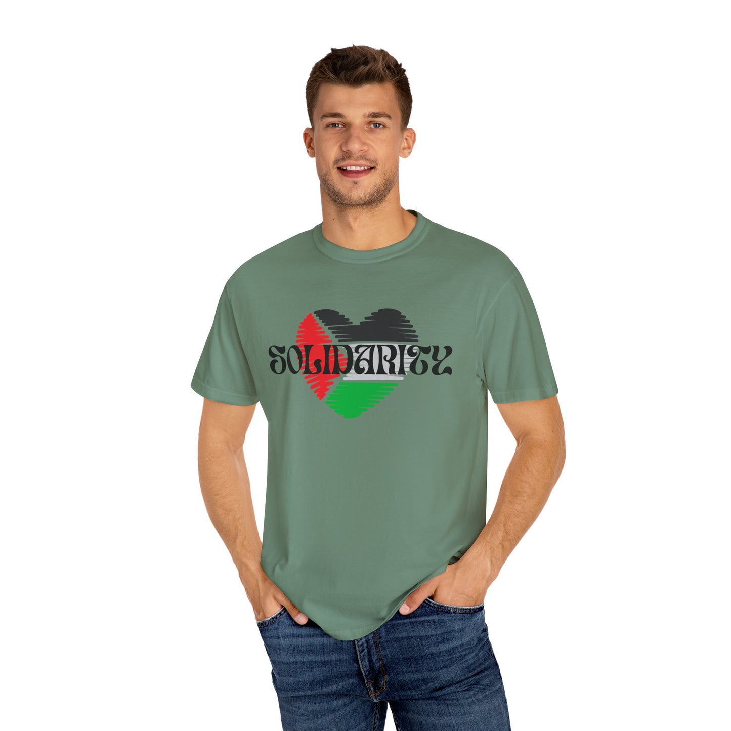Palestine Spring Unisex heart flag solidarity Garment-Dyed solidarity T-shirt