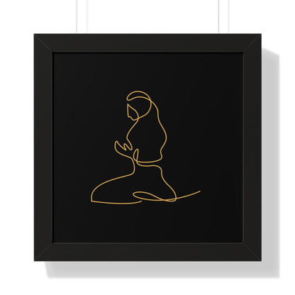 Framed Poster praying, Islam, Islam praying, women praying, Muslim woman, gift, Eid, Ramadan, decor, wall art, minimal art, Islam art