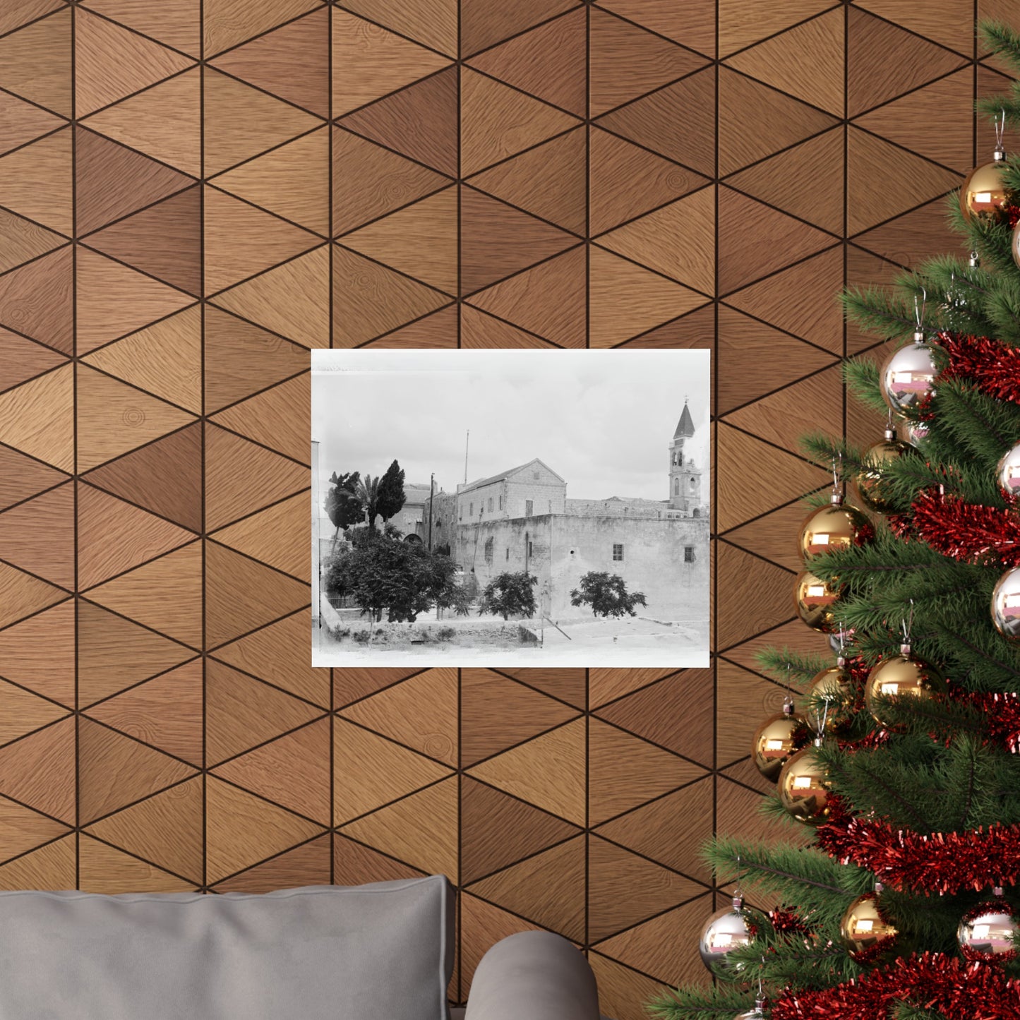 The Church of the Annunciation (AL-BUSHARAH) in Nazareth Palestine 1898 Matte Horizontal Posters. vintage Palestine