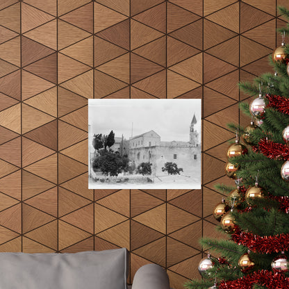 The Church of the Annunciation (AL-BUSHARAH) in Nazareth Palestine 1898 Matte Horizontal Posters. vintage Palestine